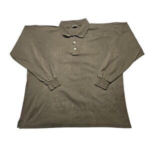 Peruvian Connection Polo Shirt Mens‎ Large Olive Green Long Sleeve Pima Cotton